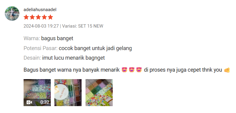 Screenshot ulasan Shopee dari Adeliahusnaadel